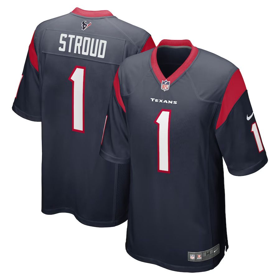 Men Houston Texans #1 C.J. Stroud Nike Navy 2023 NFL Draft First Round Pick Game NFL Jersey
